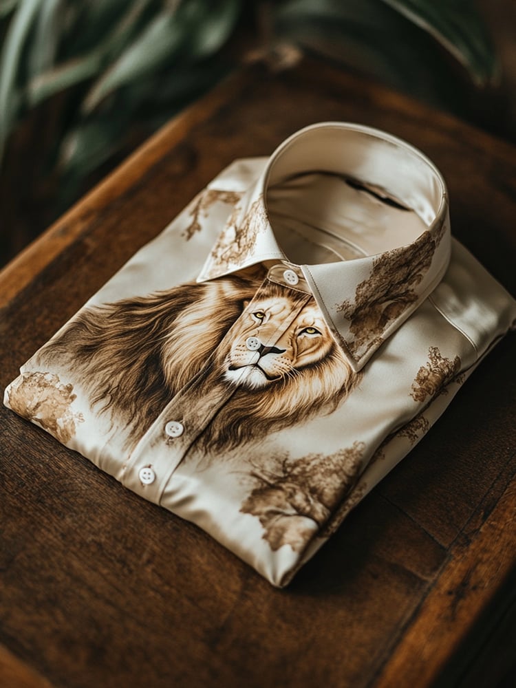 Camisa ejecutivo casual Lion solapa de manga corta para hombre