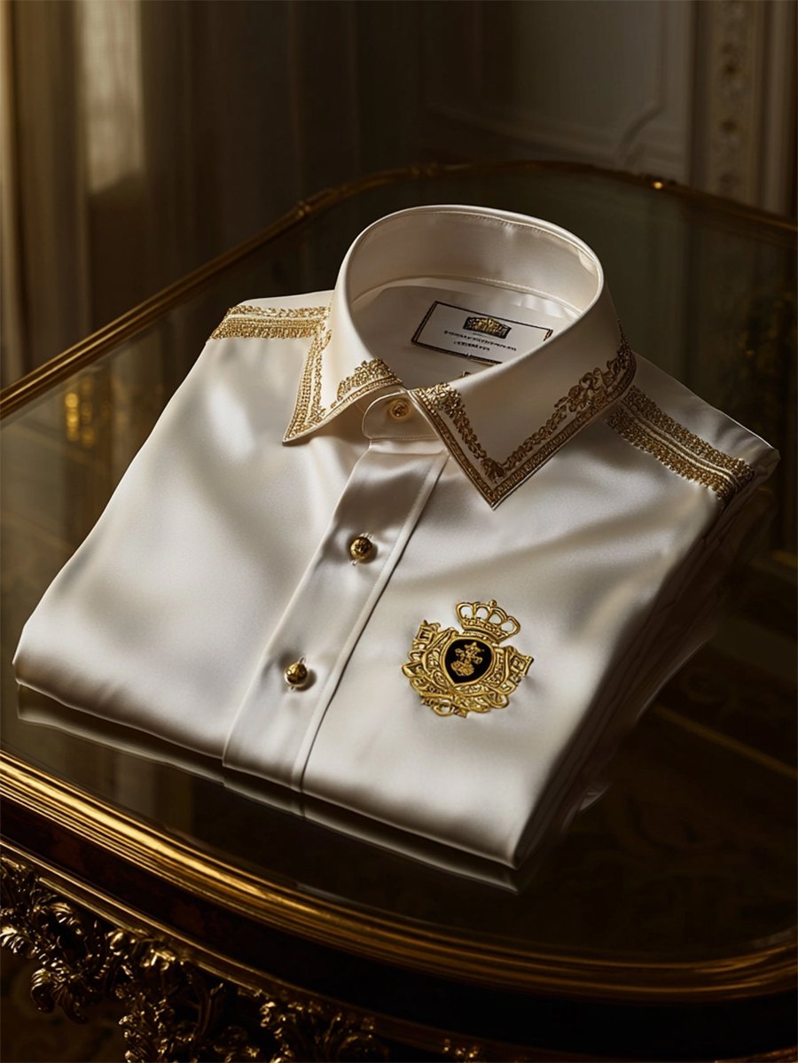Camisa satén Luxe de manga larga con botones para hombre