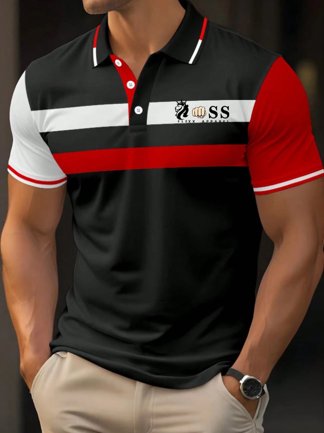 Casual retro ejecutivo Contrast Color Polo para hombre