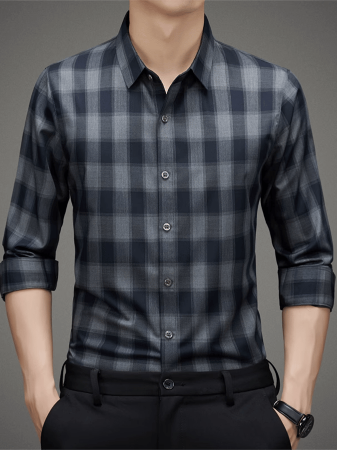 Camisa a cuadros ejecutivo casual para hombre