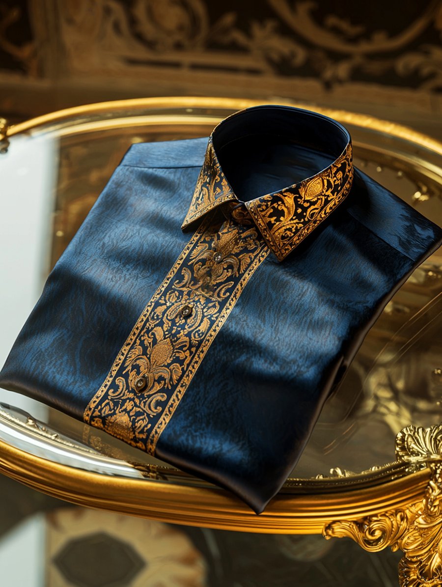 Camisa satén de lujo ejecutivo de manga larga para hombre