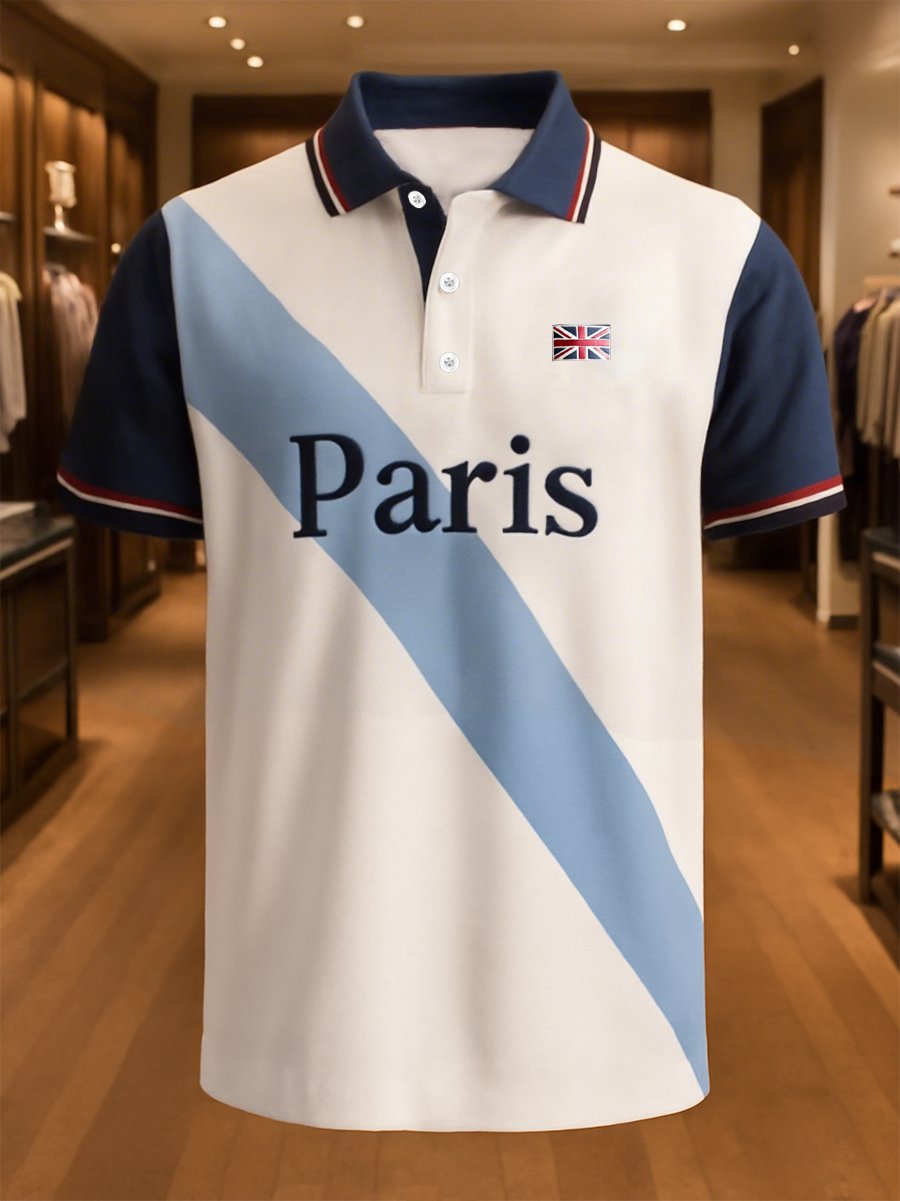Camisa polo ejecutivo casual Union Jack Button de manga corta para hombre