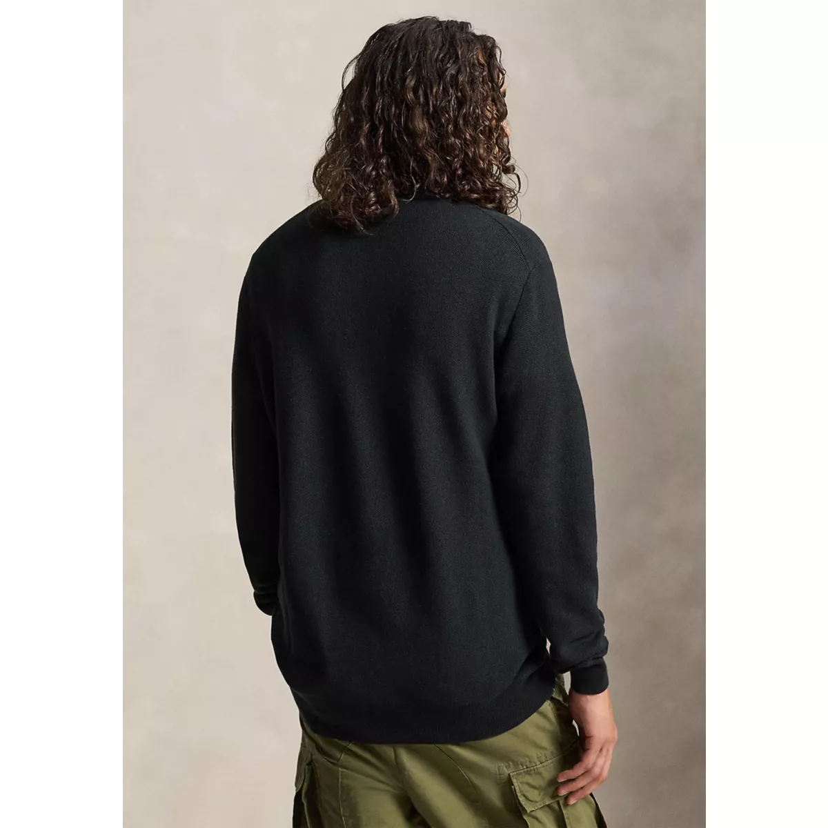 Big & Tall Mesh-Knit Cotton Quarter-Zip Sweater - 2
