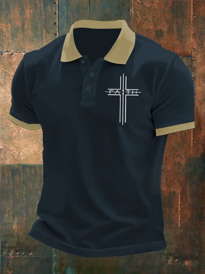 Camisa polo Faith Cross estampado para hombre