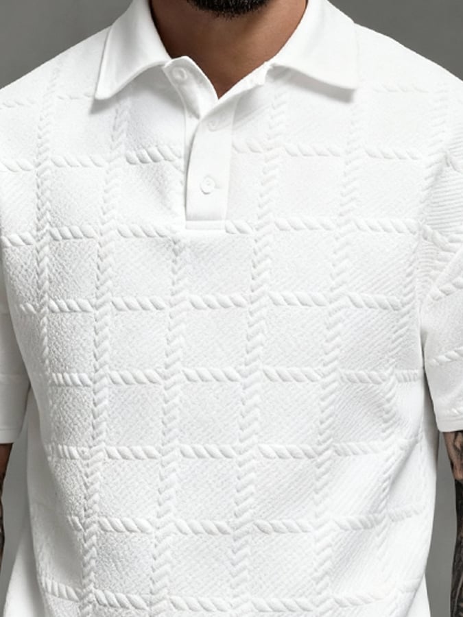 Camisa polo casual tejidoted jacquard elástico para hombre