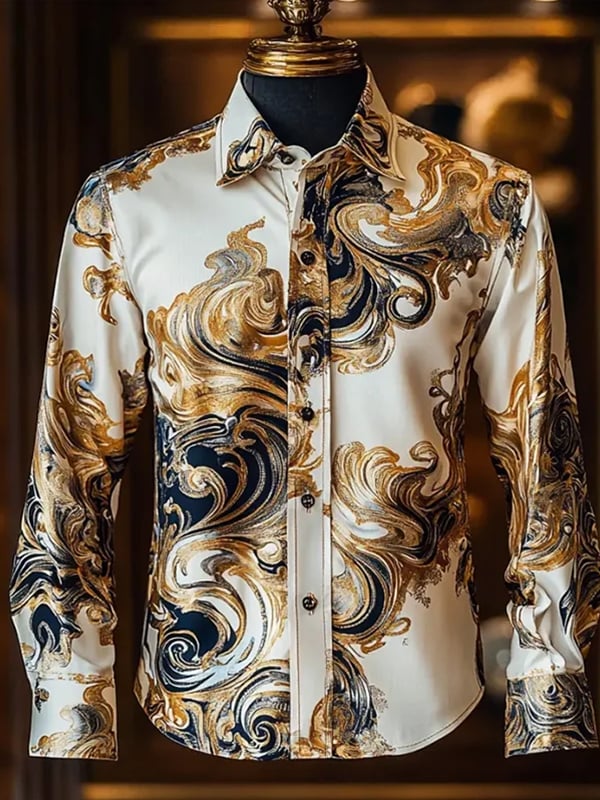 Camisa rayas estampado ejecutivo de manga larga para hombre