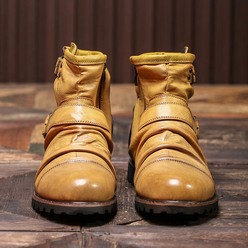 Botas cuero Non-Slip cierre High-Top Men Ankle