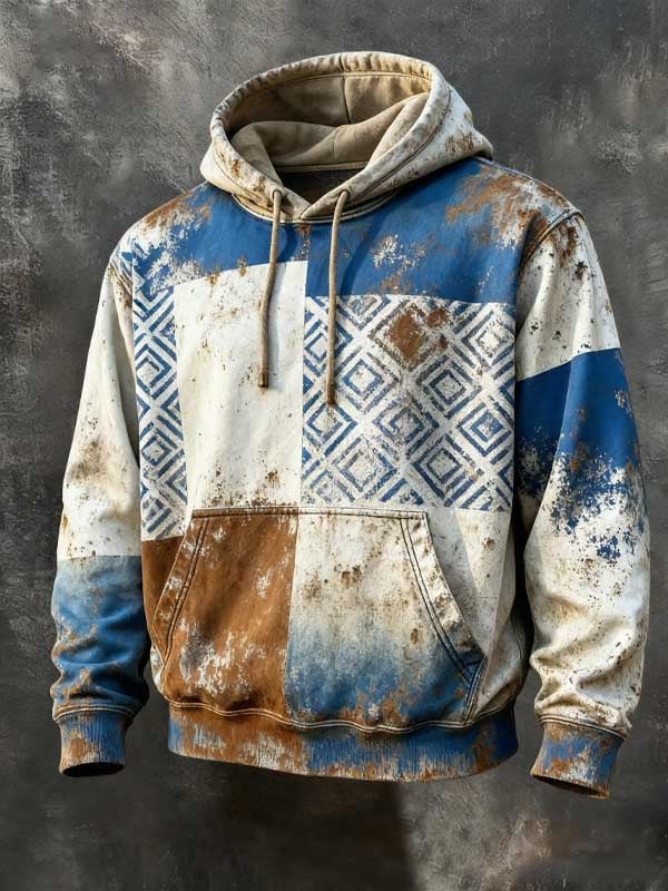 Sudadera retro Western Patchpara trabajo Brand estampado con gorrasucha