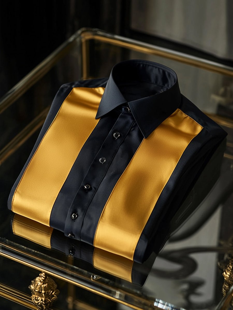 Camisa satén de lujo ejecutivo de manga larga para hombre