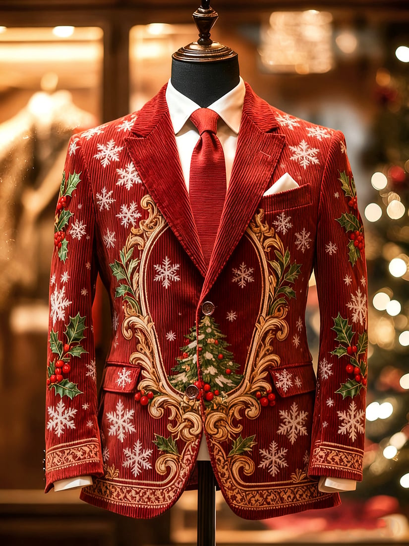 Saco vintage casual Christmas Party pana para hombre