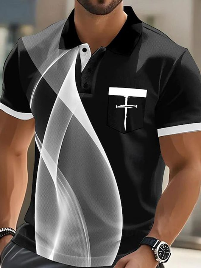 Camisa polo Faith Cross estampado casual (With bolsillos) para hombre