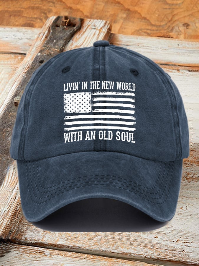Retro Living In The New World With An Old Soul estampado Baseball Cap