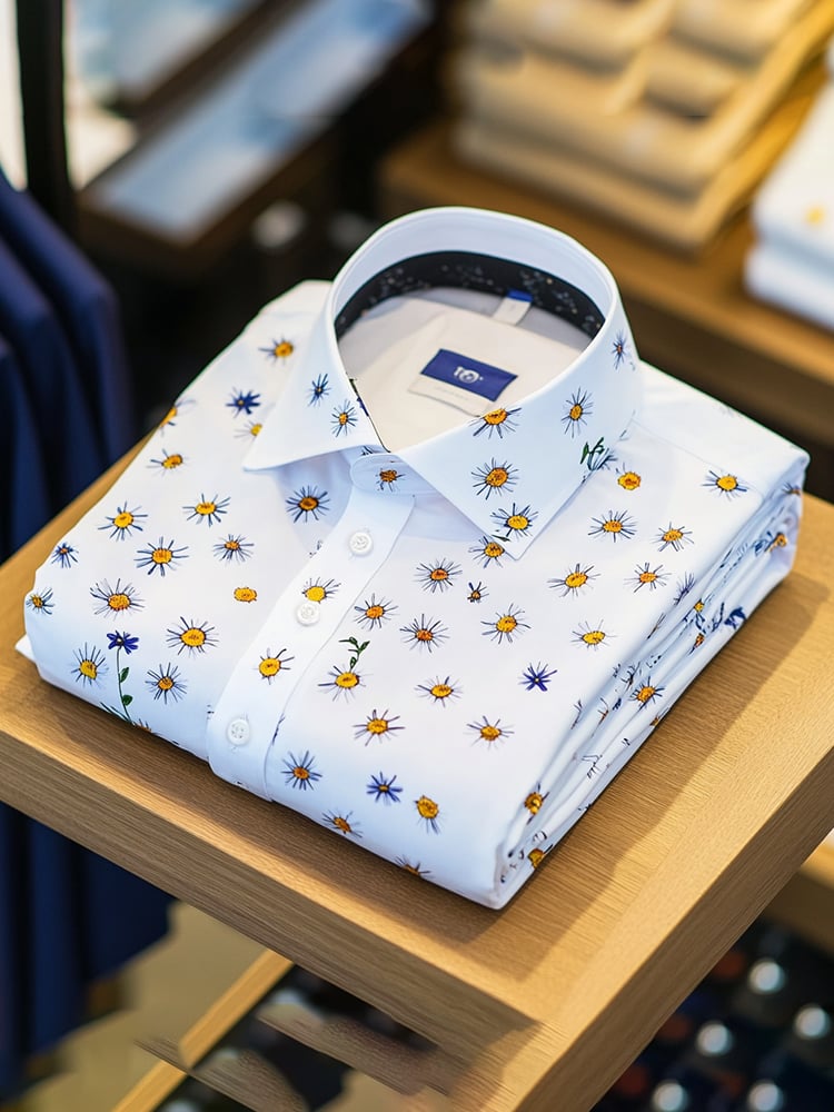 Camisa casual estampado de manga larga para hombre