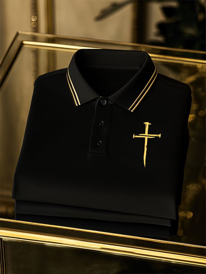 Camisa polo clásico Nail Cross estampado para hombre