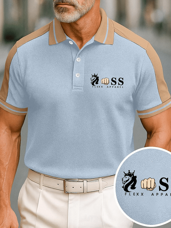 para hombre de moda ejecutivo Letter estampado casual camisa polo