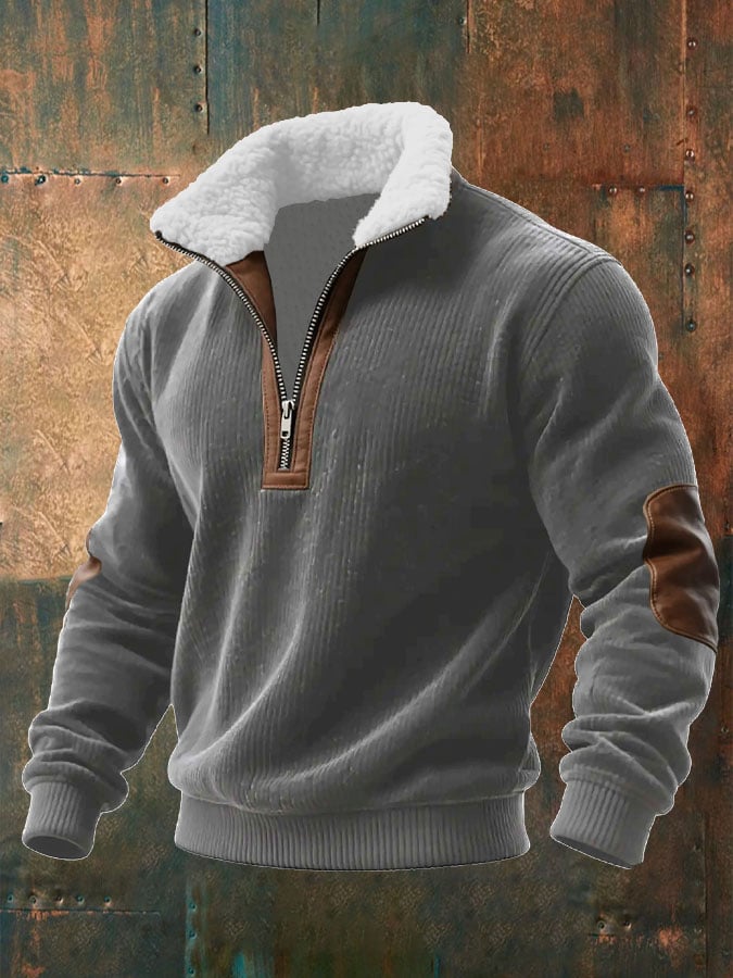 Sudadera tejidoted Fabric cierre Fur cuello para hombre