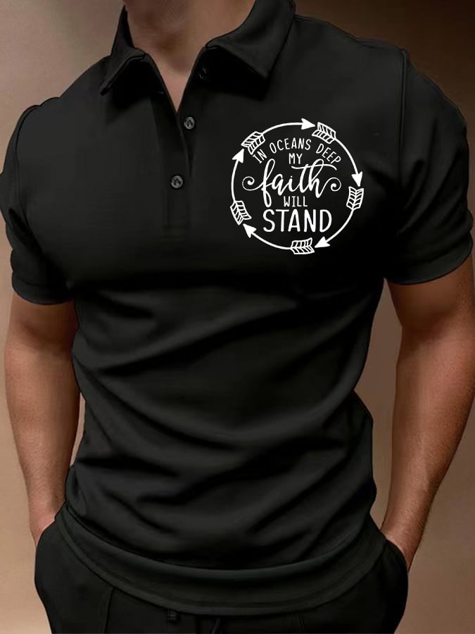 Camisa polo In Oceans Deep My Faith Will Stand de manga corta casual estampado para hombre