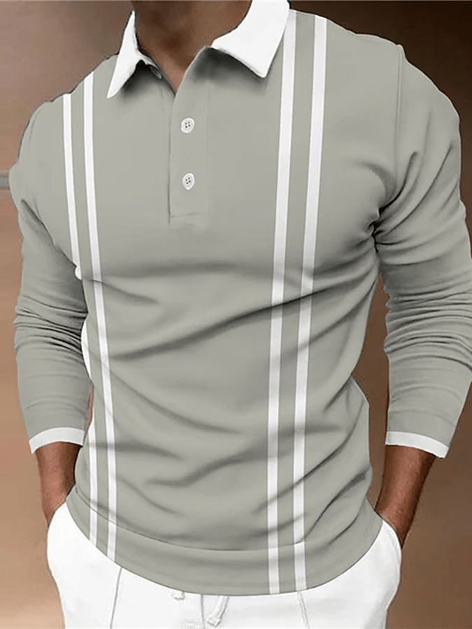 Camisa polo de moda estampado estampado solapa Pullover de manga larga