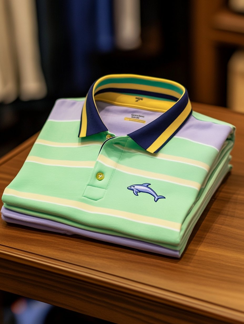 Camisa polo ejecutivo rayas Logo con botones de manga corta para hombre