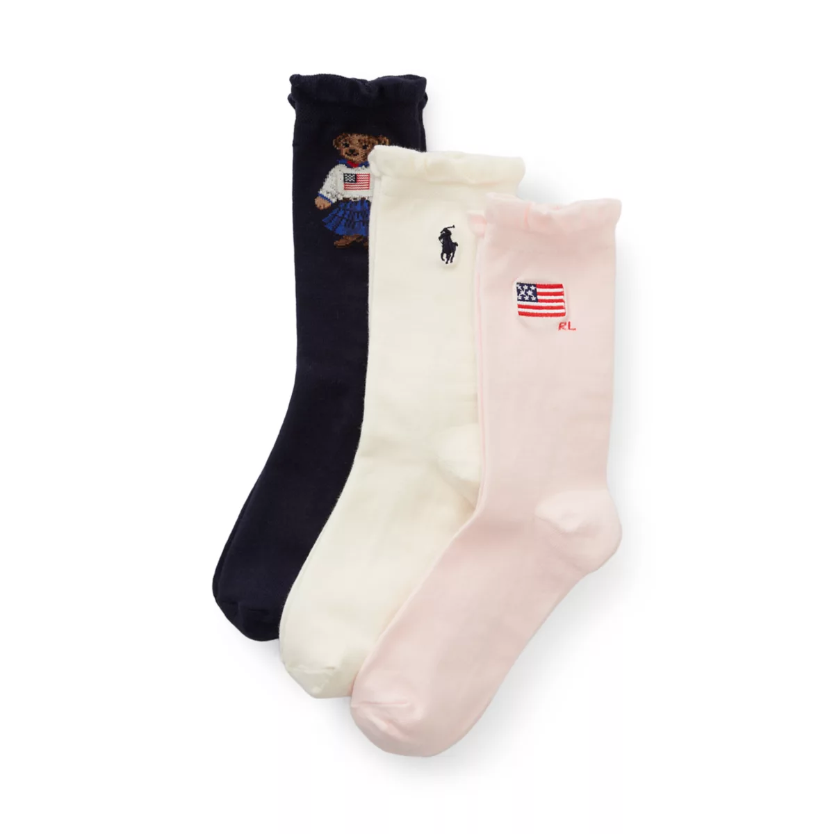 Girls 4-6x Americana Bear Socks - 3-Pack - 1