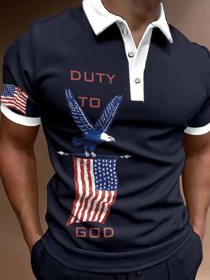 Casual Duty To God Half-Placket de manga corta Top para hombre