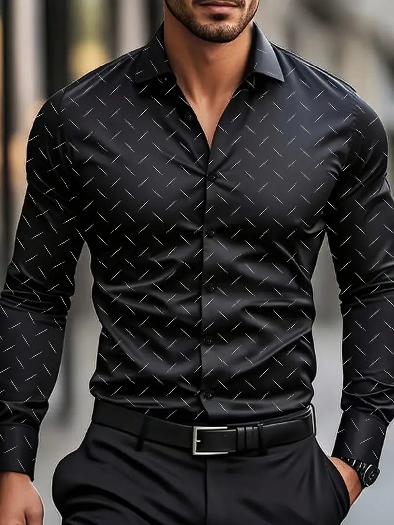 Camisa Street Style ejecutivo casual estampado de manga larga para hombre