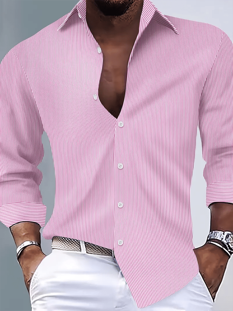 Camisa Street Style ejecutivo casual estampado de manga larga para hombre