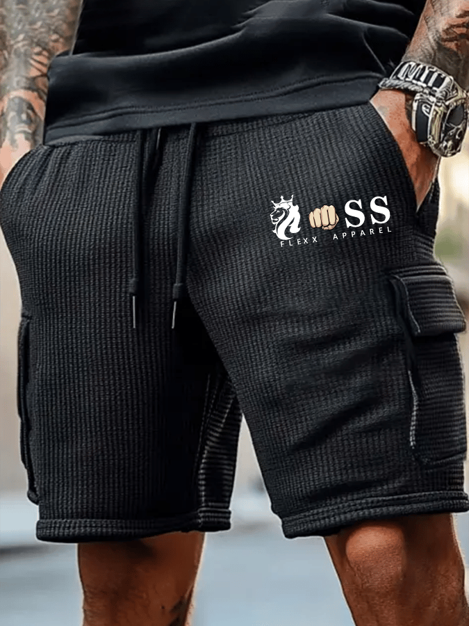 Shorts retro Lettering Waffle Cargo para hombre