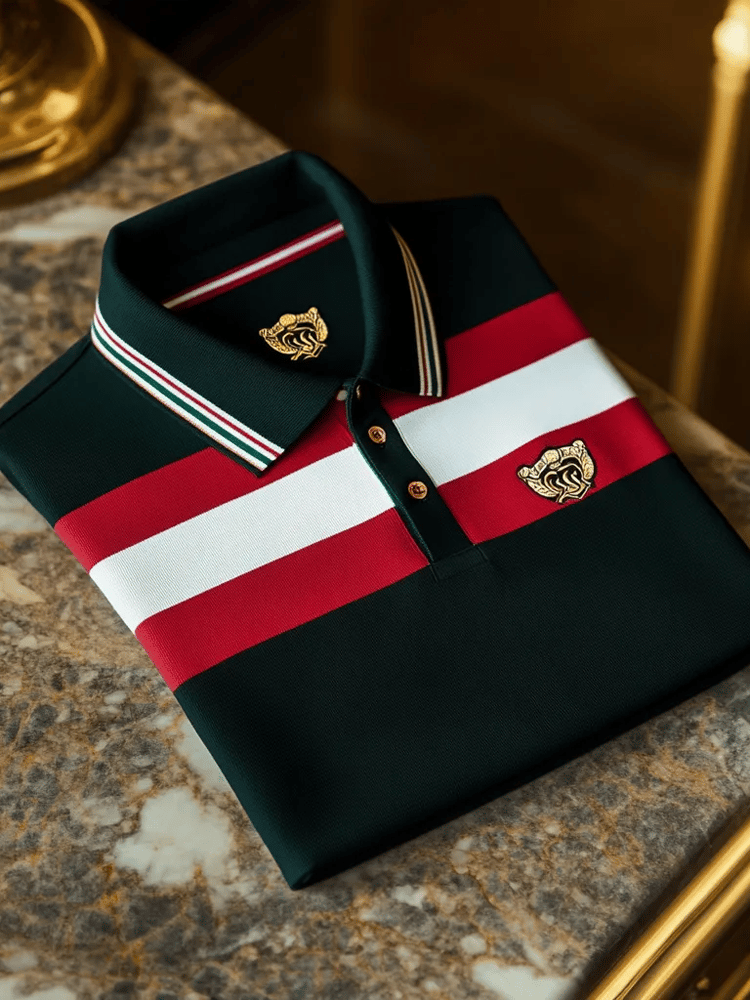 Camisa polo vintage ejecutivo de manga larga para hombre