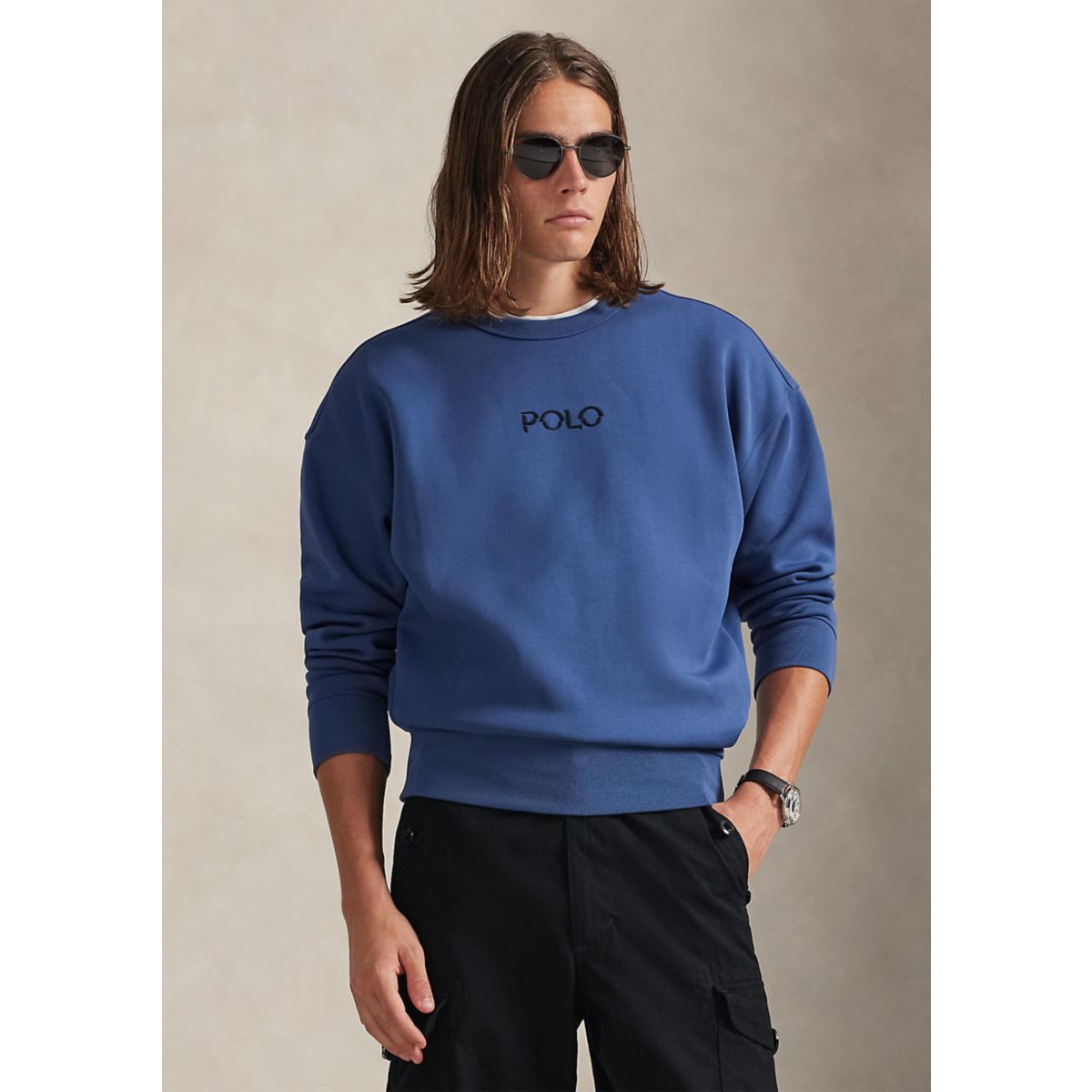 Relaxed Fit Logo Double-Knit Sweatshirt - 1