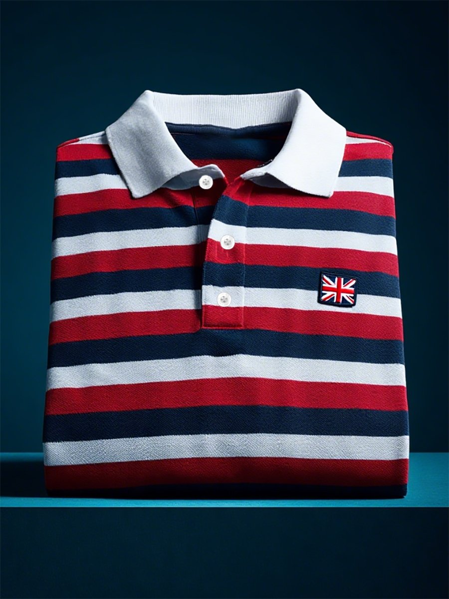 Camisa polo ejecutivo casual Union Jack Button de manga corta para hombre