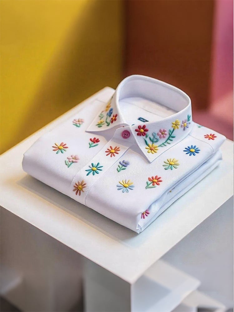 Camisa ejecutivo casual floral solapa de manga corta para hombre