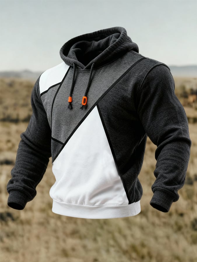Sudadera retro en bloques de color con gorrasucha para hombre