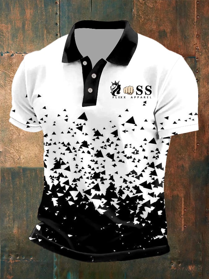 Casual retro geométrico ejecutivo Polo para hombre