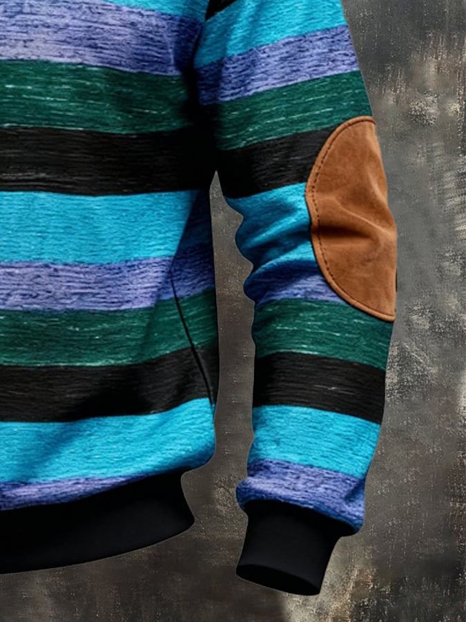Sudadera retro en bloques de color estampado cierre para hombre
