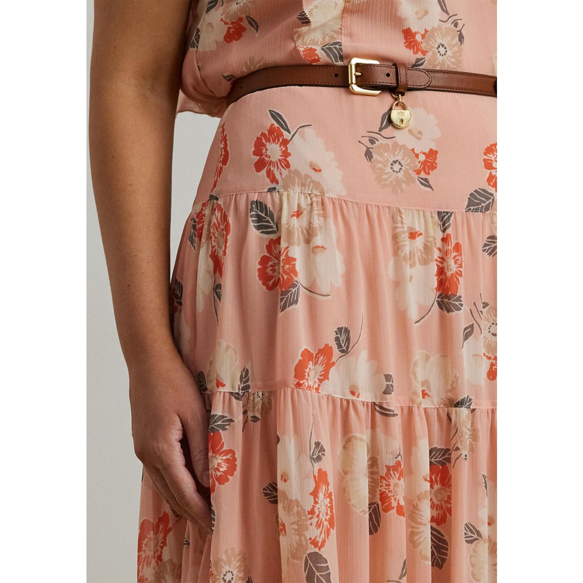Plus Size Floral Crinkle Georgette Tiered Skirt - 3