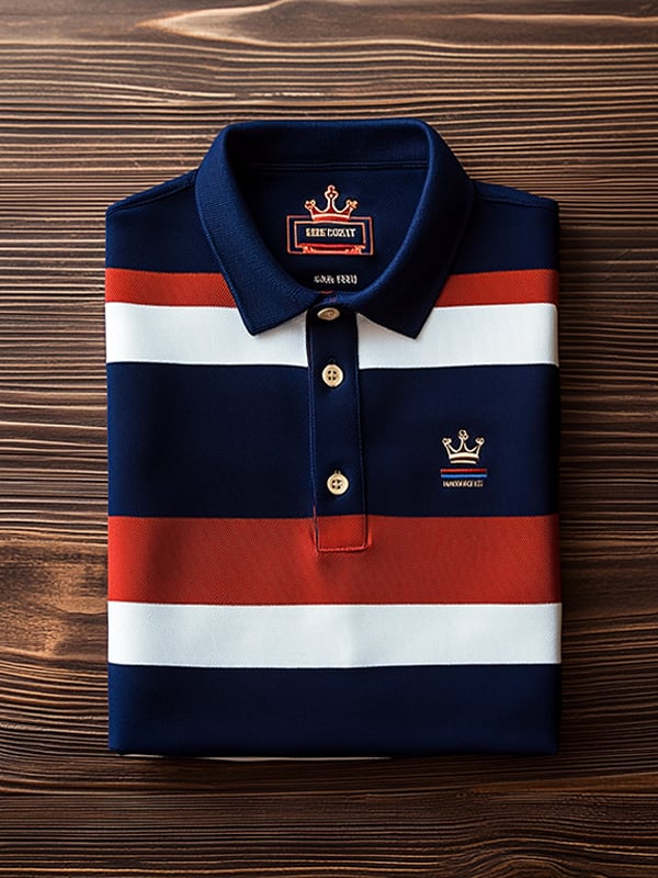 Camisa polo clásico ejecutivo Crown rayas de manga corta para hombre