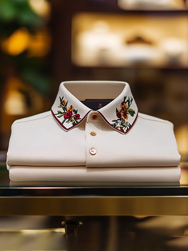 Camisa polo ejecutivo casual cuello floral Button para hombre