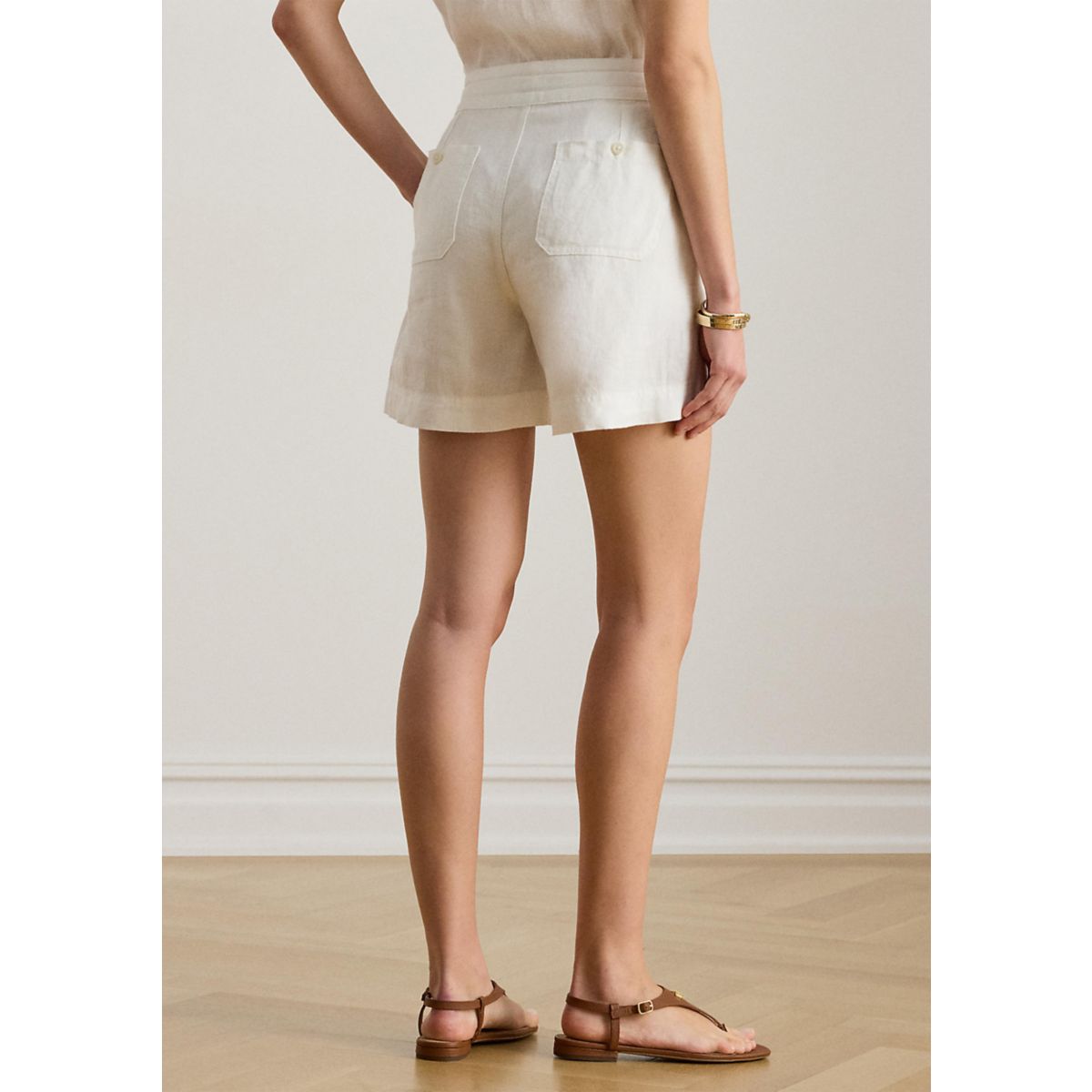Women's Linen Wide-Leg Drawcord Shorts - 2