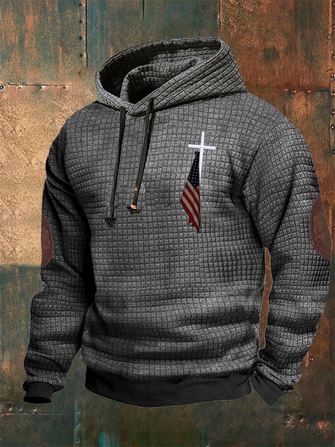 Sudadera casual Checkered Faith estampado Hooded para hombre