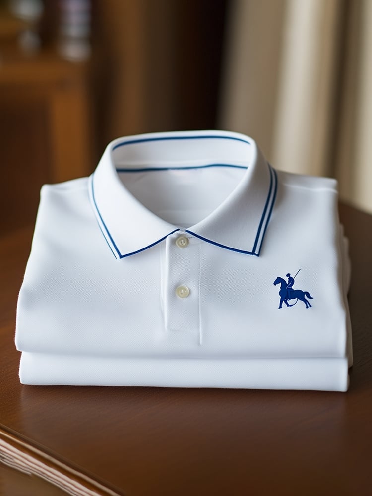 Camisa polo clásico ejecutivo Logo Button de manga corta para hombre