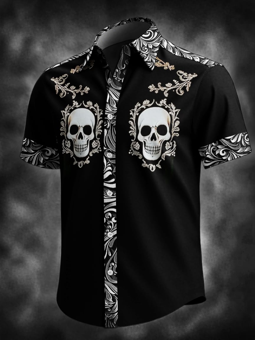 Camisa Western casual mezclilla de manga corta para hombre