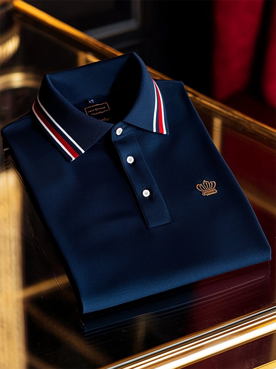 Camisa polo ejecutivo casual a rayas Button de manga corta para hombre