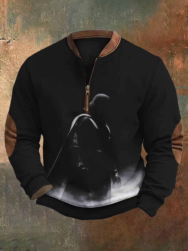 Sudadera de moda casual estampado cierre Neck para hombre
