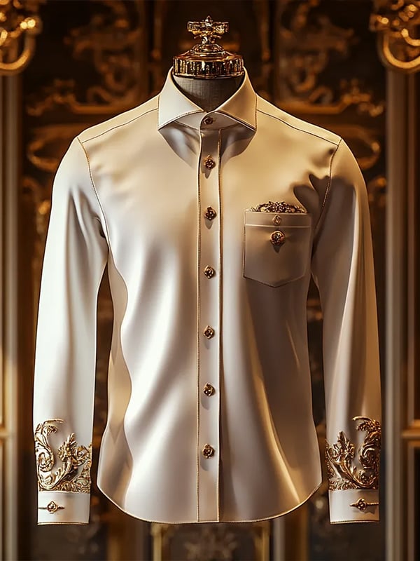 Camisa seda de lujo ejecutivo de manga larga para hombre