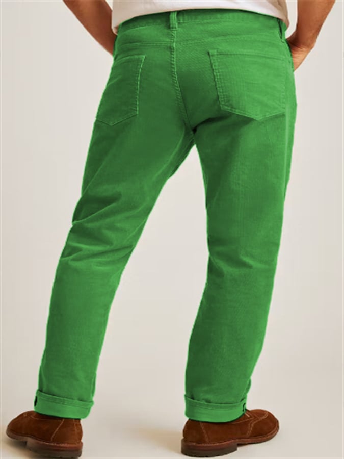 Casual de color sólido pana Straight Trousers para hombre