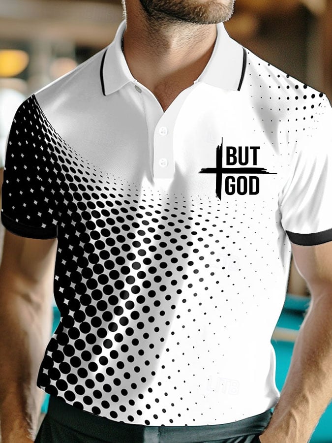 Camisa polo vintage But God estampado para hombre