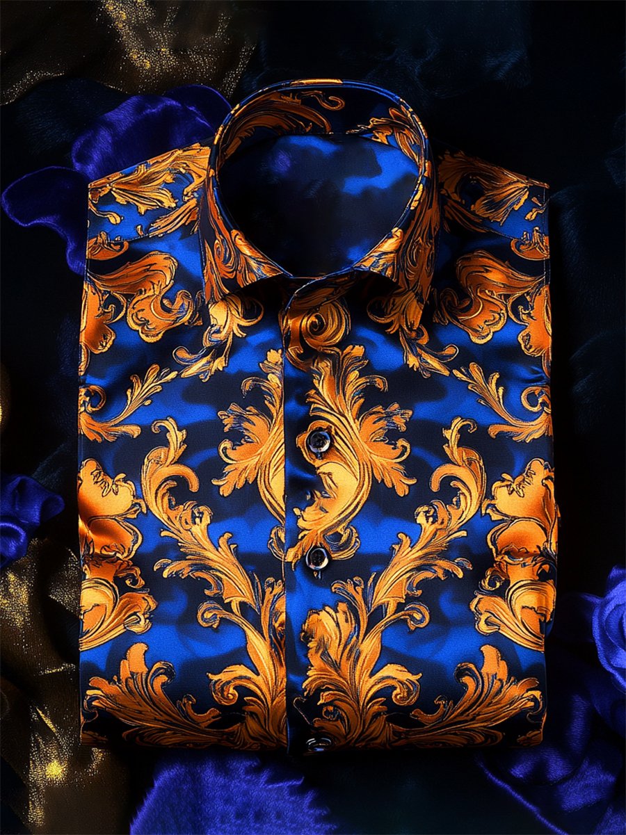 Camisa satén Luxe de manga larga con botones para hombre