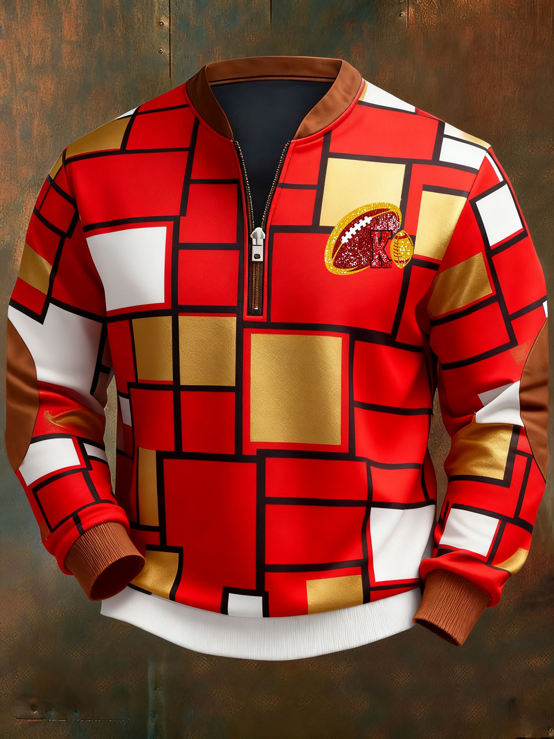 Sudadera Football geométrico en bloques de color estampado para hombre