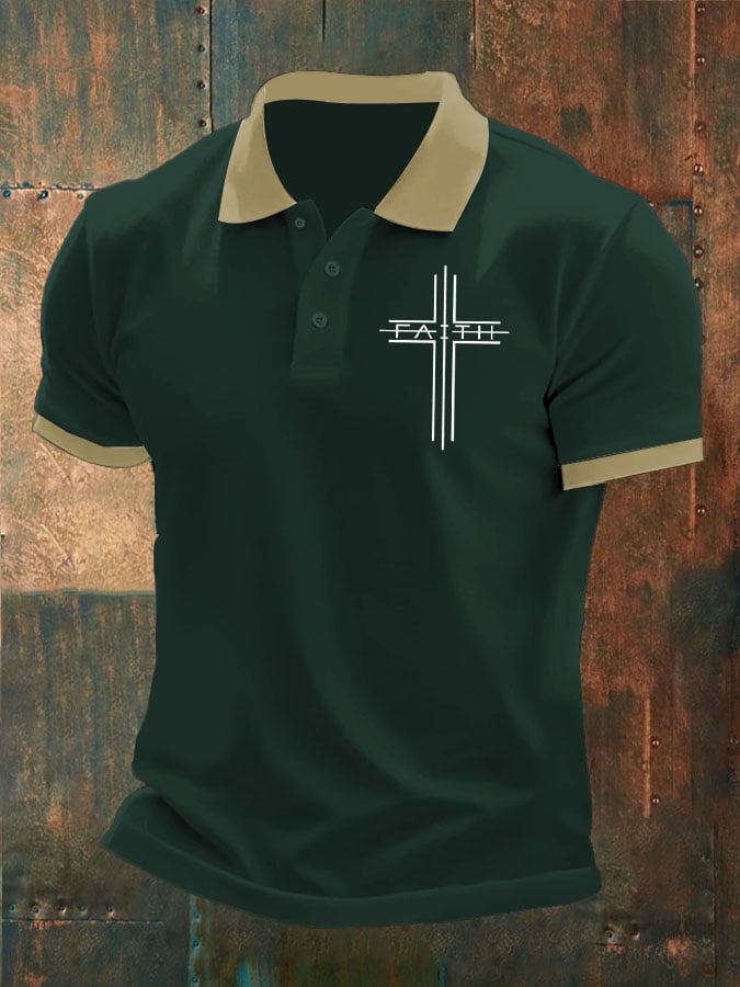 Camisa polo Faith Cross estampado para hombre